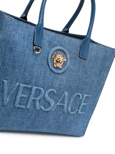 versace tote price|Versace denim tote.